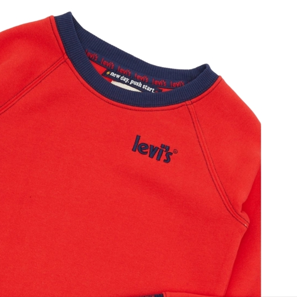💥LEVI'S RedColor Block Raglan Crew Neck Sweatshirt 4T NWT - Picture 2 of 5